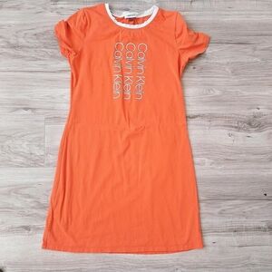 Calvin Klein Vibrant Orange T-Shirt Dress